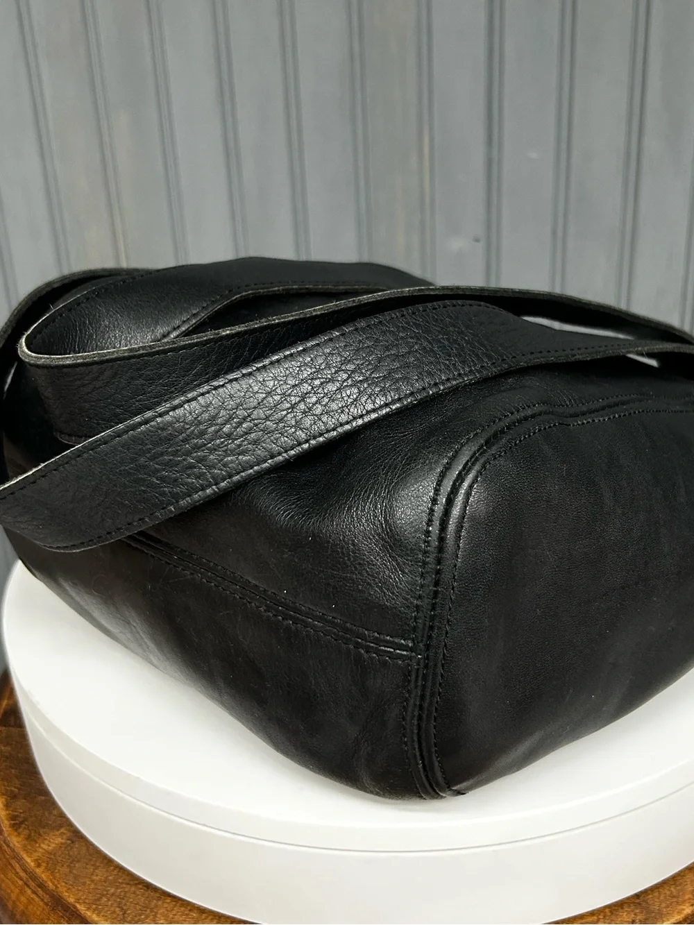 Vintage Coach Buckle Bag 4157 Black Glove Tanned Leather Tote Shoulder Bag USA